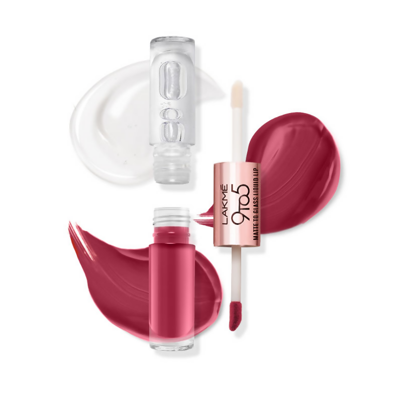 Lakme 9 To 5 Matte To Glass Liquid Lip - Fuchsia Pink | Grocsy
