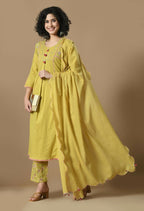 Joban Fashion Mehendi Cotton Kurta Set | Grocsy