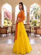 Teeya Creation Women's New Orange Designer Lehenga Choli Set with Sequin Embroidery Work | Grocsy