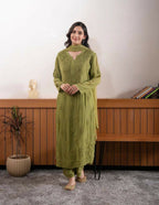 Joban Fashion Green Kurta Set Georgette Embroidery Sequence Work | Grocsy
