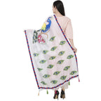 A R Silk Silk Peacock Multi Fancy Dupatta Color White Dupatta or Chunni | Grocsy
