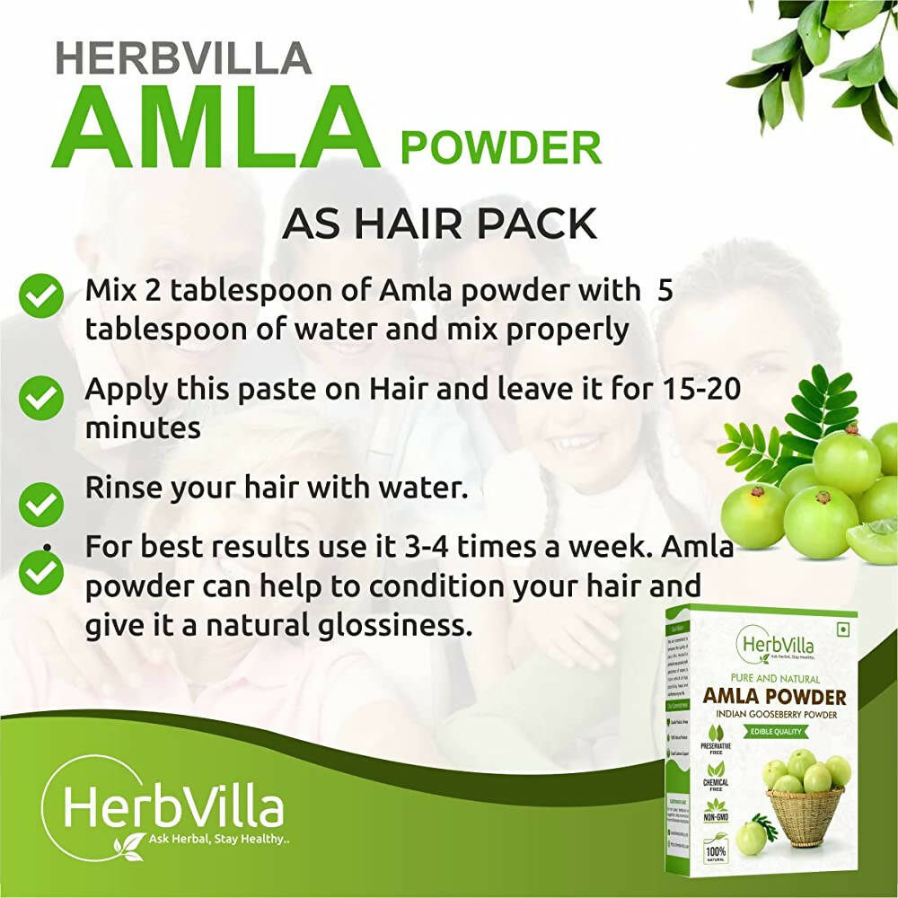 Herbvilla Amla (Indian Gooseberry) Powder For Hair Growth | Grocsy