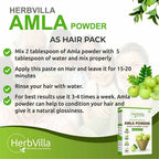 Herbvilla Amla (Indian Gooseberry) Powder For Hair Growth | Grocsy