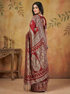 Shree Shyam Fashion Maroon Silk Blend Saree | Grocsy