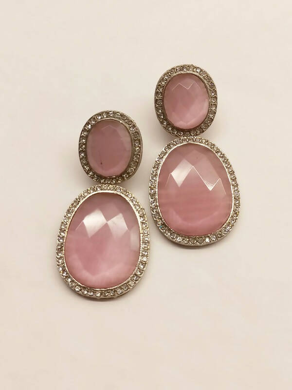 Smart Dangler With Rhino Stone Border Beige Earrings For Women and Girls By House of Ree - Swadesiicart