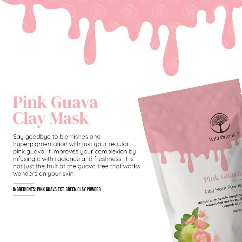 Wild Organic Pink Guvava Clay Mask Powder | Grocsy
