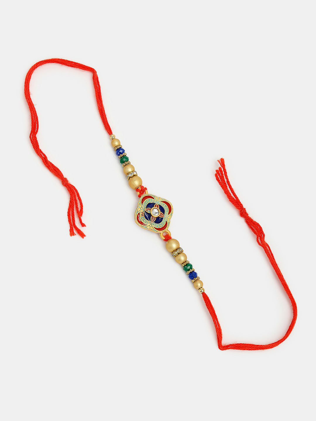 NVR Women & Men Set of 2 Multicolor Beaded Bhaiya Bhabhi Rakhi With Roli Chawal & Chocolate | Grocsy
