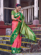 Shree Shyam Fashion Peach Soft Silk Saree | Grocsy
