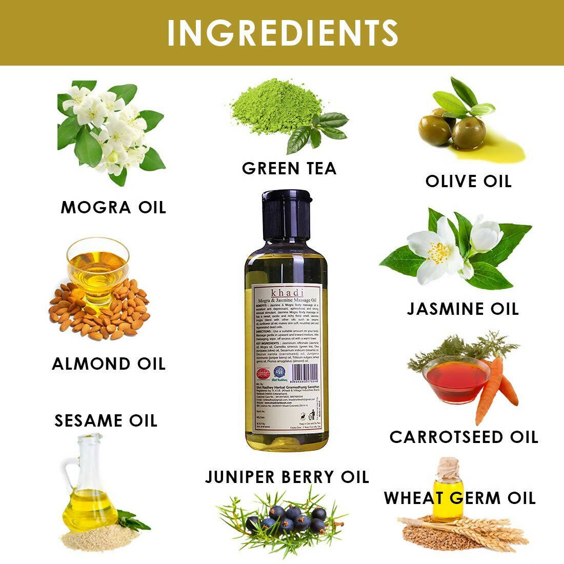 Khadi Rishikesh Herbal Mogra & Jasmine Massage Oil | Grocsy