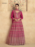 Vastranavya Stunning Pink Georgette Gota Sequins A-Line Anarkali Suit | Grocsy
