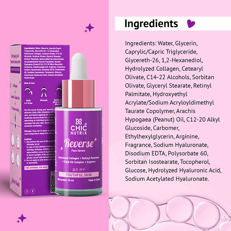 Chicnutrix Korean Anti-Ageing Routine Combo - Vegan Collagen Builder + Reverse Anti-Aging Serum | Grocsy