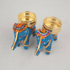Kundan HandiKrafts Elephant Candle Holders (Pair) - Assorted | Grocsy