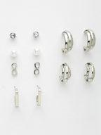 NVR Women's Set of 6 Silver-Plated Contemporary Half Hoop Earrings | Grocsy