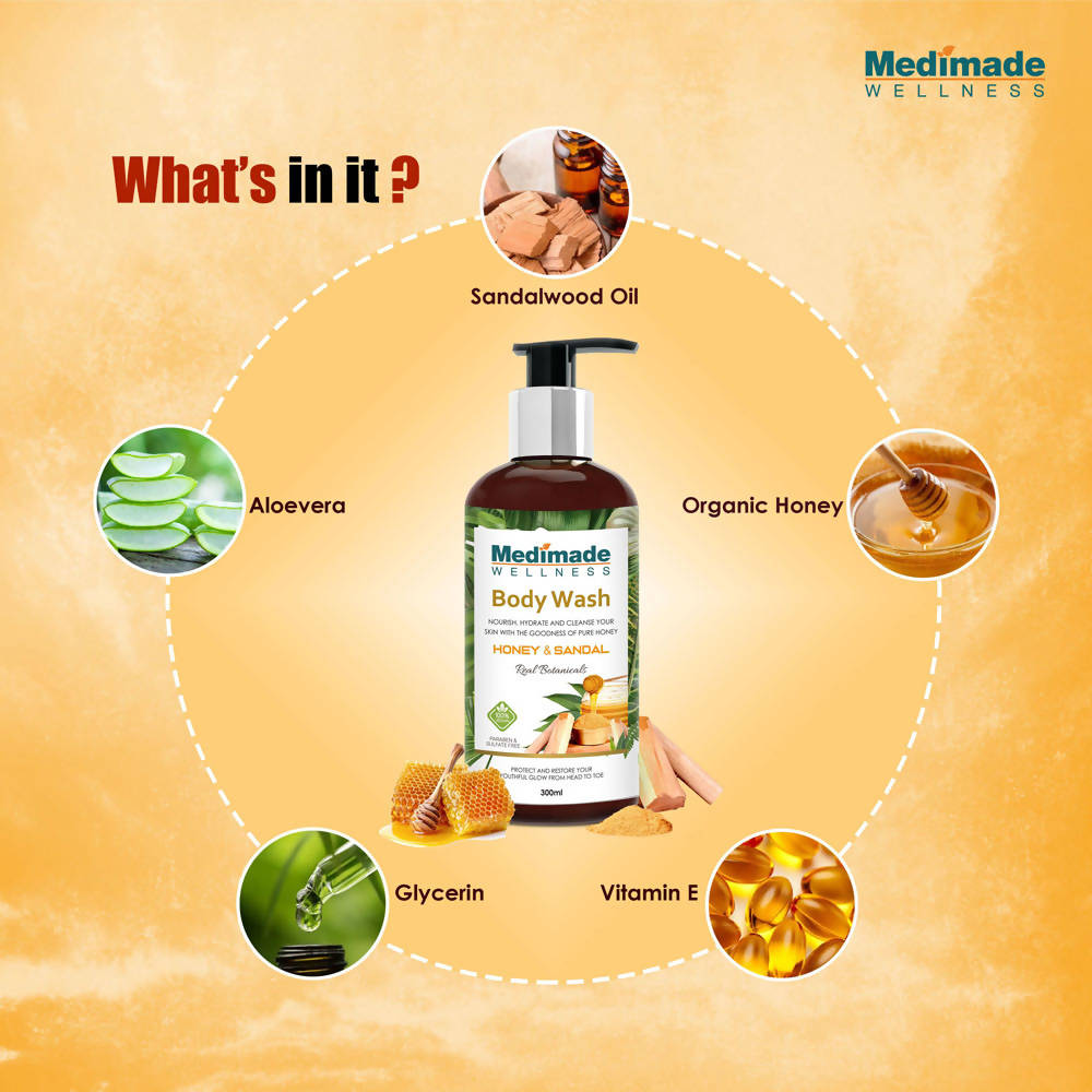 Medimade Wellness Honey & Sandal Body Wash | Grocsy
