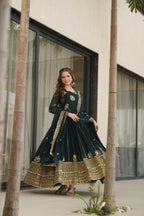 Joban Fashion Rama Georgette Sequence Embroidery Work Kurta Set | Grocsy