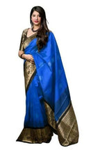 DEIANA'S Beautiful Designer Golden zari Soft Lichi Silk Saree - Royal Blue | Grocsy