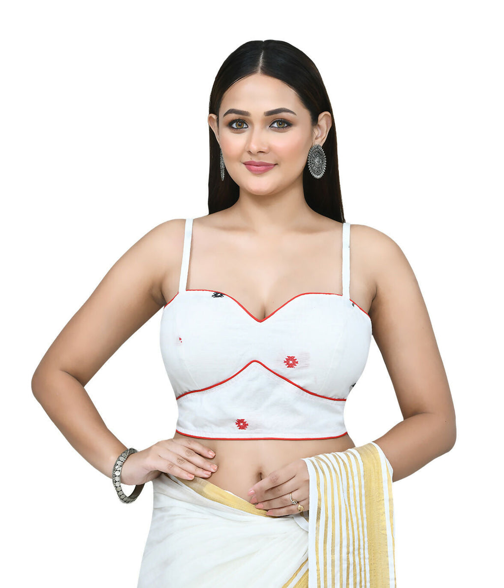 Joban Fashion Women's White Embroidered Stitched Blouse | Grocsy