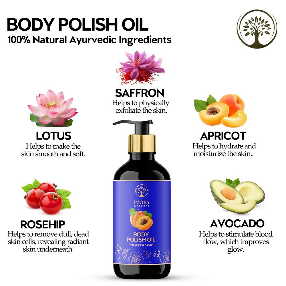 Ivory Natural Body Polish Oil For Exfoliate, Hydrate, & Renew For Radiant Results | Grocsy