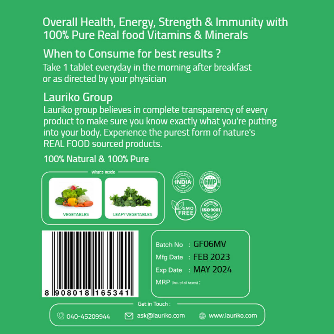 Laurik Multivitamin Tablets For Men | Vitamin A, C, D ,E With B Vitamins, Iron, Zinc & Calcium Supplements For Overall Health | Grocsy