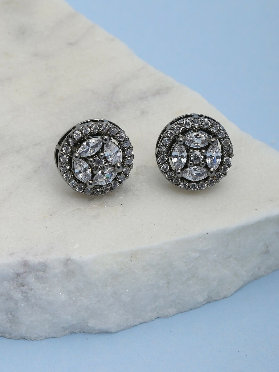 Dual Tone Diamond Studs- Ruby Raang | Grocsy