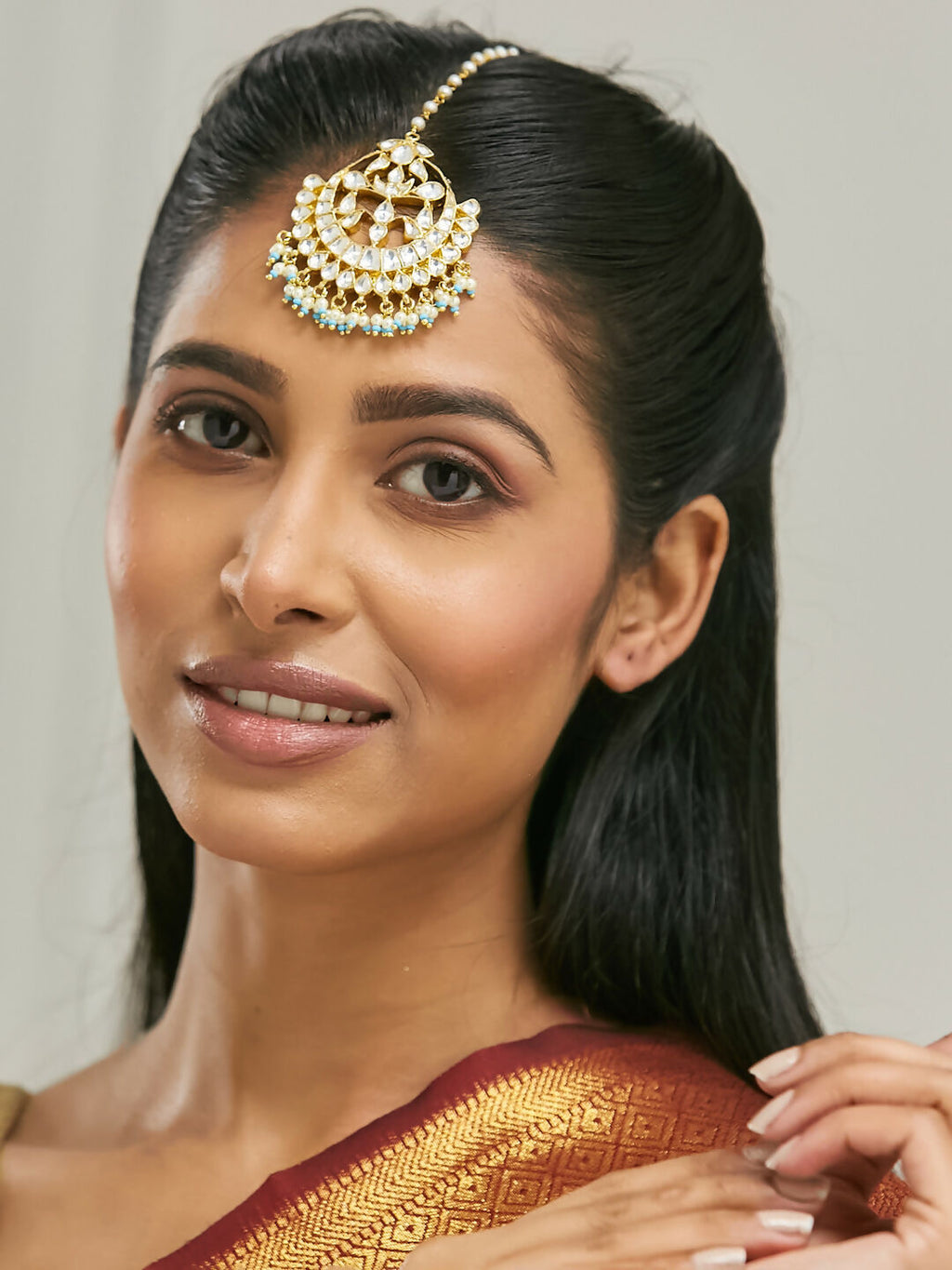 Nuyug 22k Gold Plated Crescent Maang Tikka | Grocsy