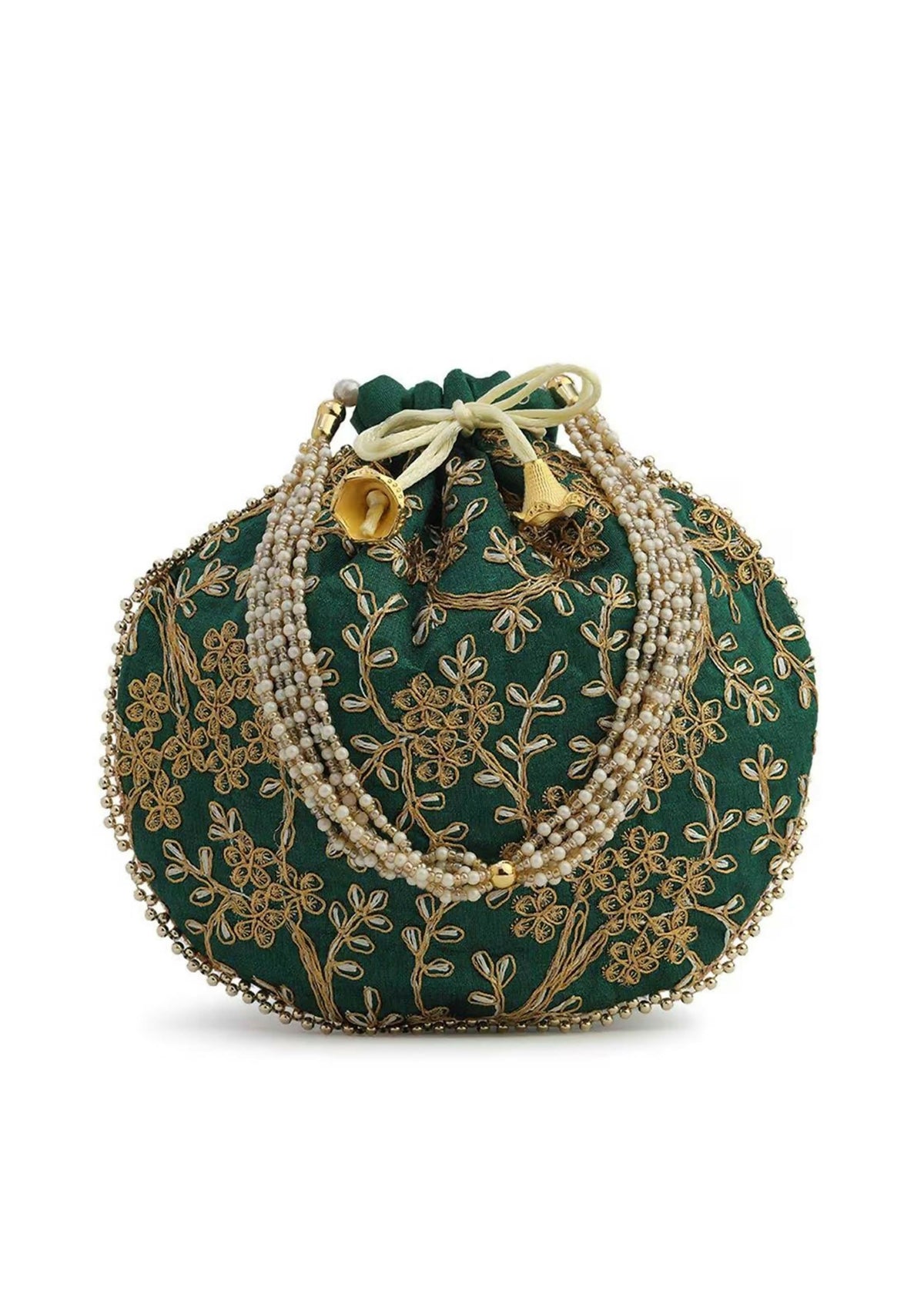 Joban Fashion Embroidered Potli Clutch - Green | Grocsy