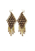 Bling Accessories Antique Brass Finish Brass Metal Hanging Earrings | Grocsy