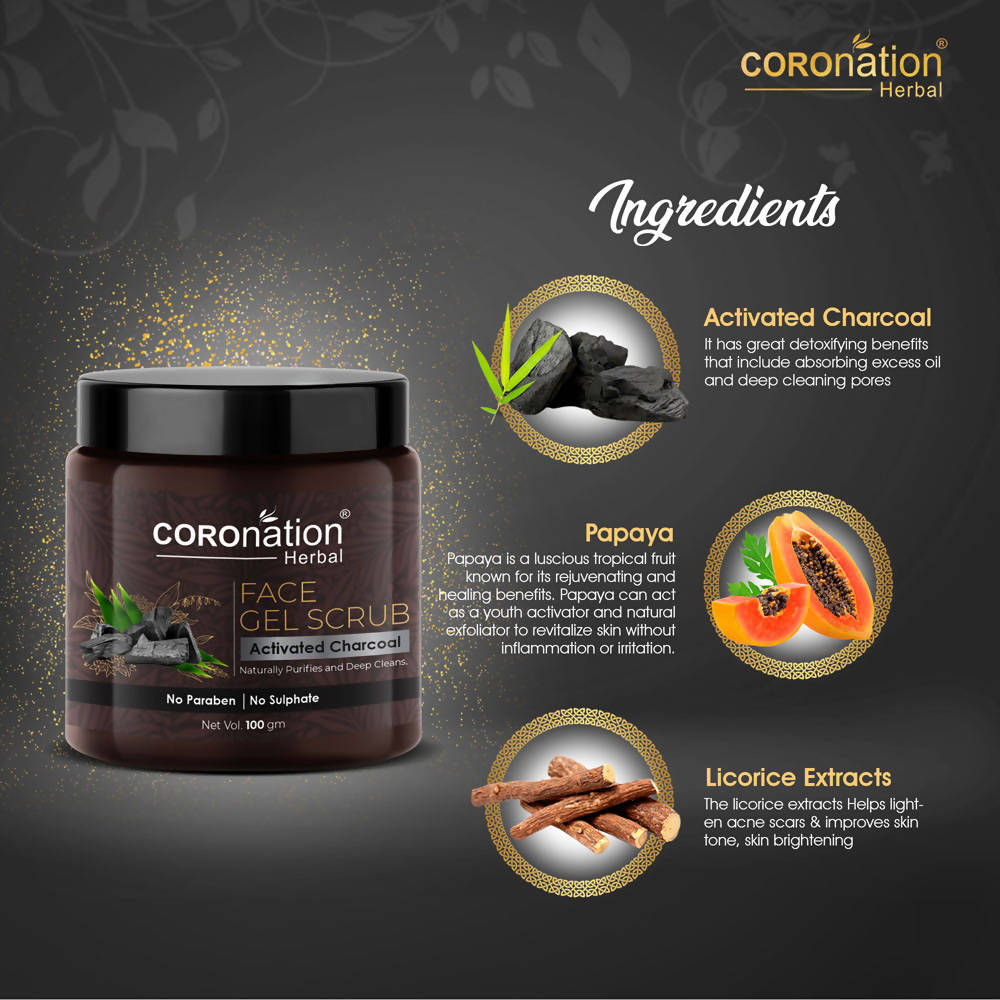 Coronation Herbal Activated Charcoal Face Gel Scrub | Grocsy