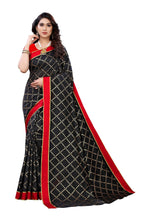 Vamika Black Linen Foil Print Saree (YOGI BLACK) | Grocsy