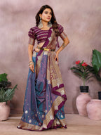 Aastha Fashion Purple Silk Sarees Weaving Saree | Grocsy