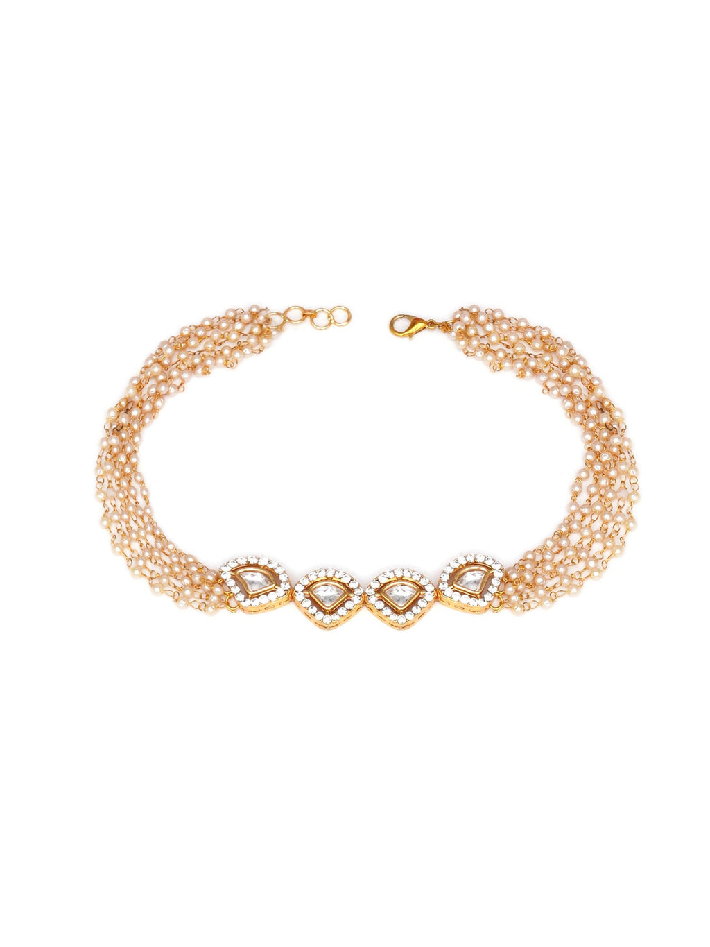 Kundan & Pearl Neckpiece (Gold) - Ruby Raang | Grocsy