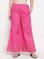 Myshka Women's Pink Cotton Solid Casual Palazzo | Grocsy