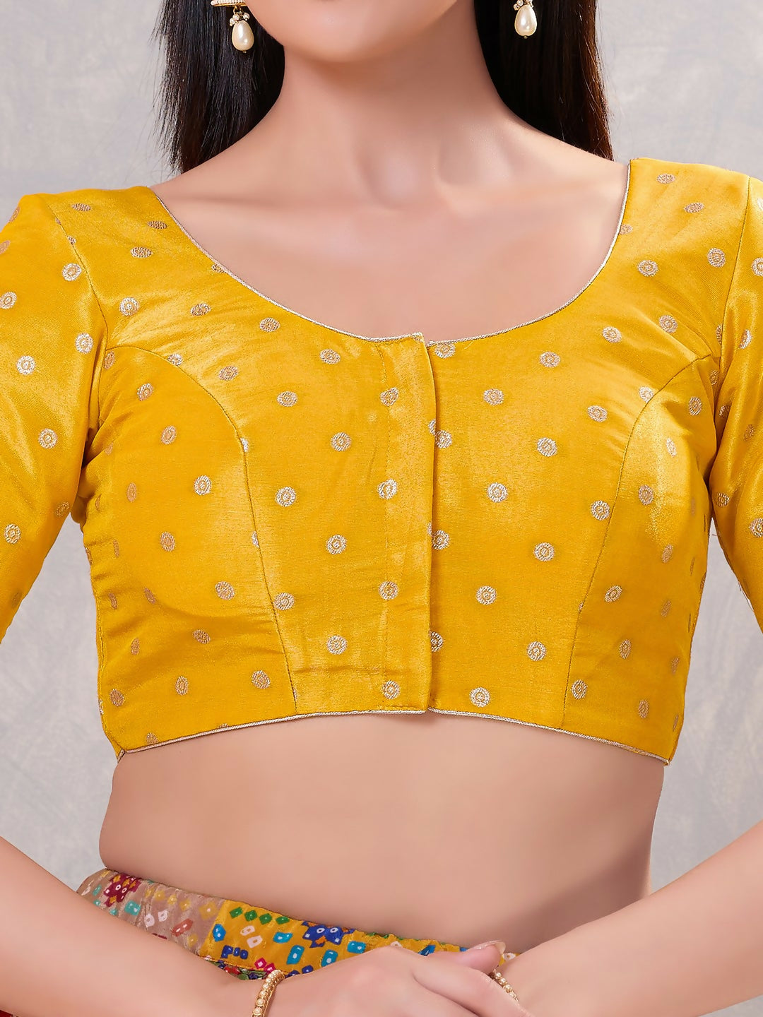 Joban Fashion Women Silk Yellow Stitched Blouse | Grocsy
