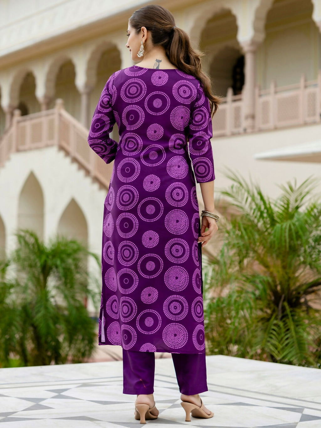 The52 Purple Women's Gorgeous Rayon Embroidered Straight Kurta with Pant And Dupatta Set | Grocsy