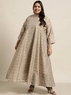 Juniper Women`S Beige Rayon Festive Wear Printed Anarkali Kurta | Grocsy