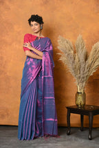 Very Much Indian Fusion Cotton Tissue Shimmer Saree - Dual Tone Purple | Grocsy