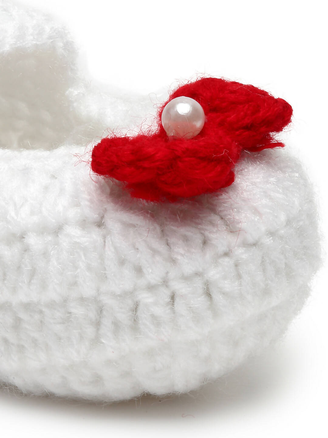 Chutput Kids Woollen Hand Knitted Bow Detailed Booties - White | Grocsy