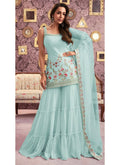 Vastranavya Malaika Arora Cream Georgette Embroidered Sequins Palazzo Suit | Grocsy