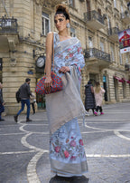 Lovely Sky Blue Polly Brasso Designer Saree - Emponline | Grocsy