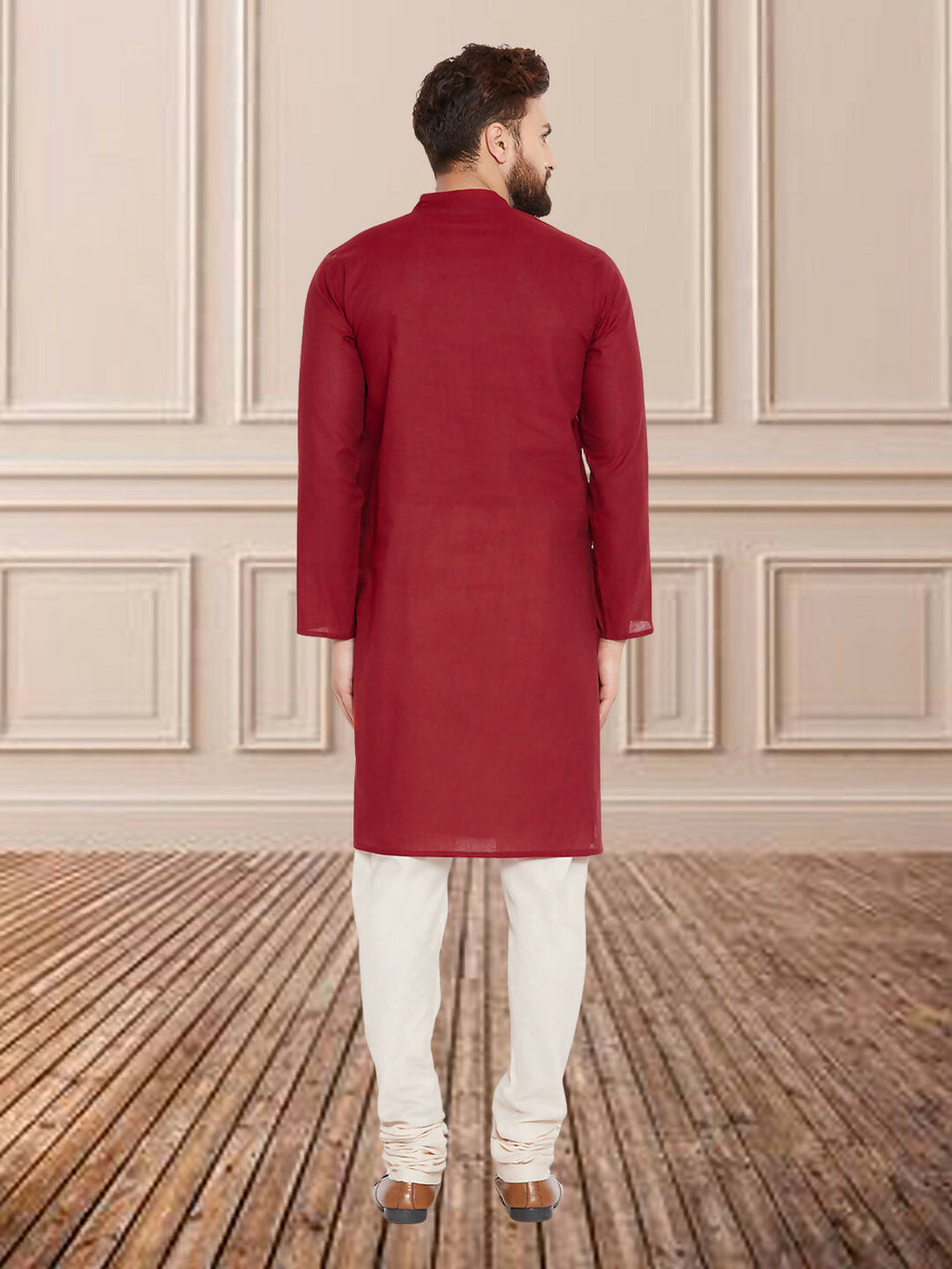 Even Apparels Men's Pure Cotton Maroon Kurta | Grocsy