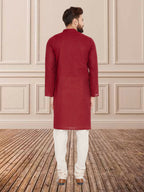 Even Apparels Men's Pure Cotton Maroon Kurta | Grocsy