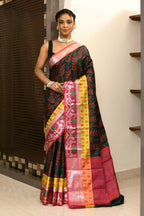 Joban Fashion Multicolor Saree Kataan Ikkat | Grocsy