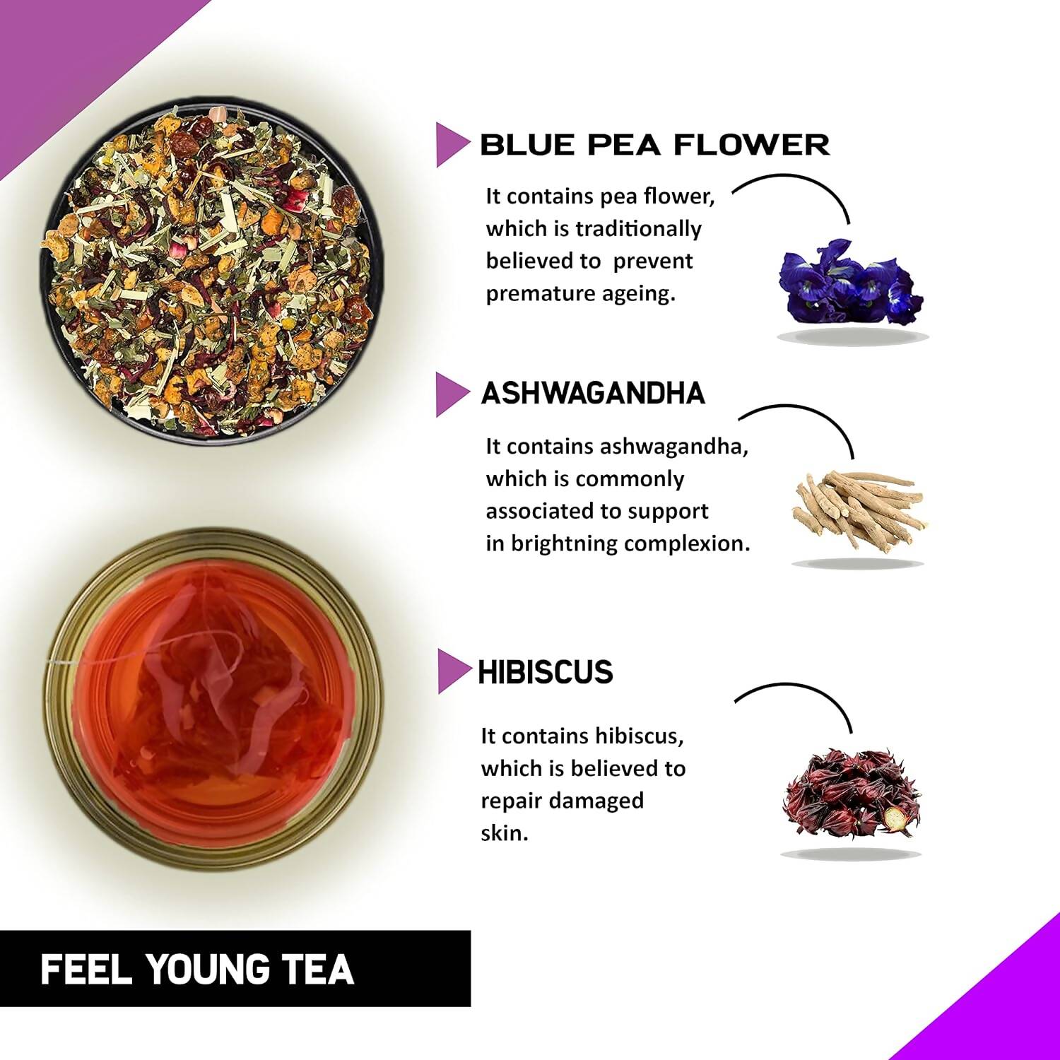 Teacurry Feel Young Tea Bags (Anti Ageing Tea) | Grocsy
