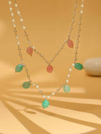 Beaded Green and Pink Motif Necklace - Ruby Raang | Grocsy