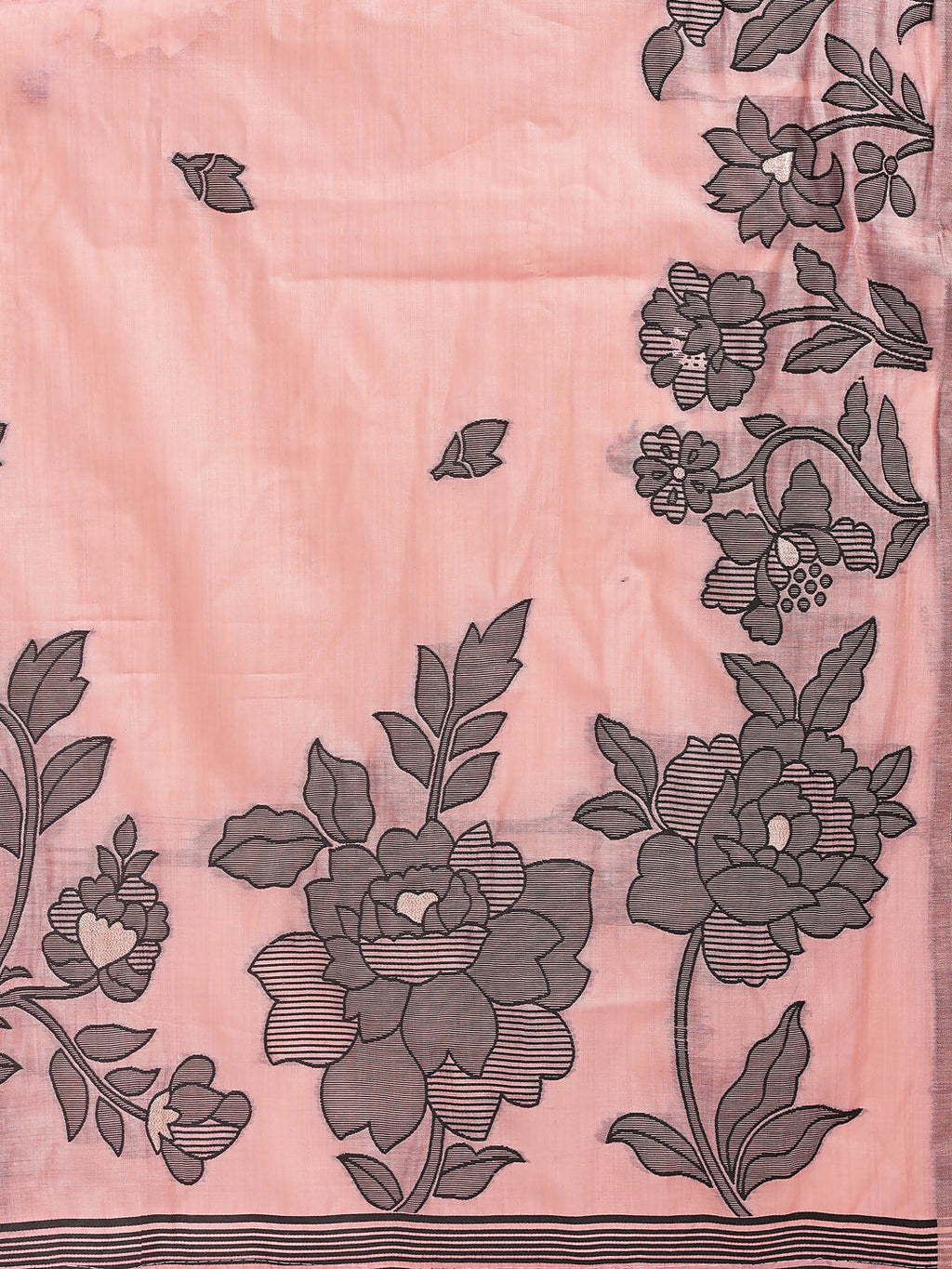 Shree Shyam Fashion Kashira Peach Linen Cotton Saree | Grocsy