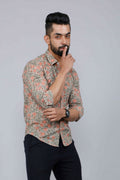 Miravan Men's Beige Comfort Floral Printed Casual Shirt | Grocsy