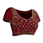 Maroon Silk Georgette Resham And Zari Embroidery Saree - Norita Saumya | Grocsy