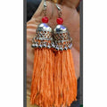 MS Fashion India Latest Fashion Orange Hanging Threads In Jhumka Earrings | Grocsy