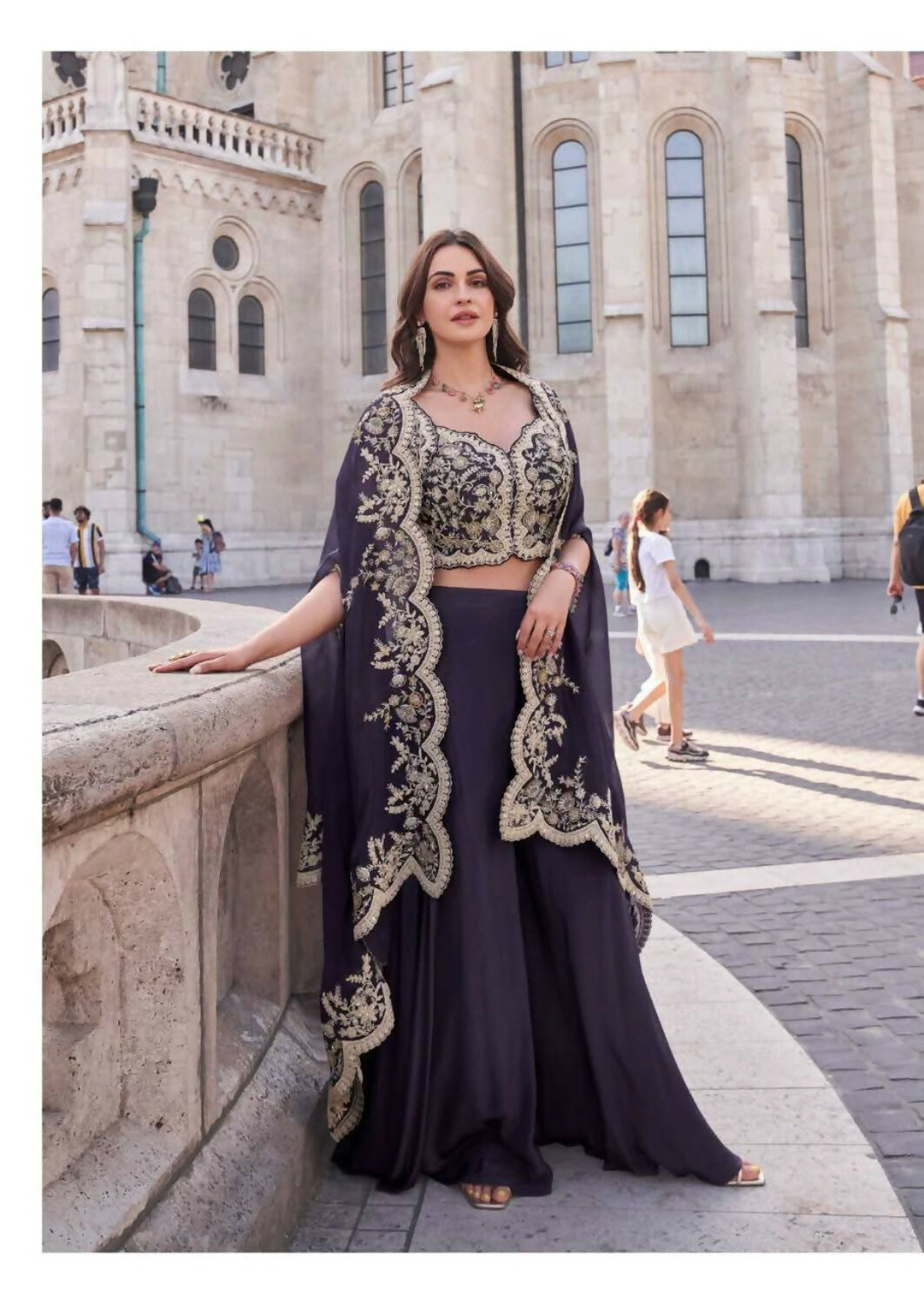 Anaita Purple Real Premium Silk Stitched Shrug Suit with Embroidery Work | Grocsy