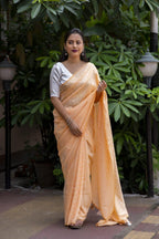 Yellow Poly Georgette Woven Design Saree with Unstitched Blouse - A2M | Grocsy